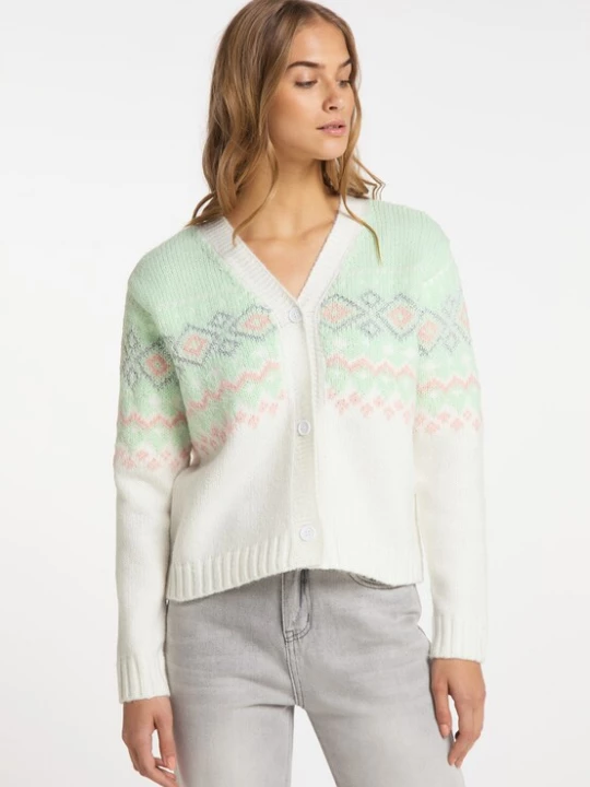 Foto van product MYMO Gebreid vest mintgroen / rosa / wit
