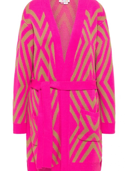 Foto van product MYMO Gebreid vest mosterd / fuchsia