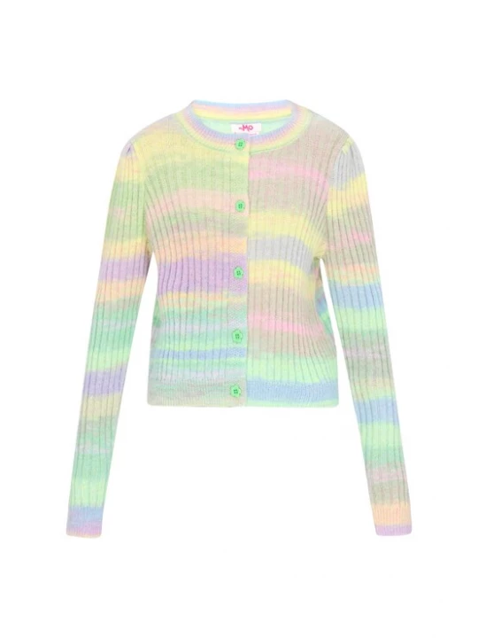 Foto van product MYMO Gebreid vest pastelblauw / pasteelgeel / limoen / pastellila