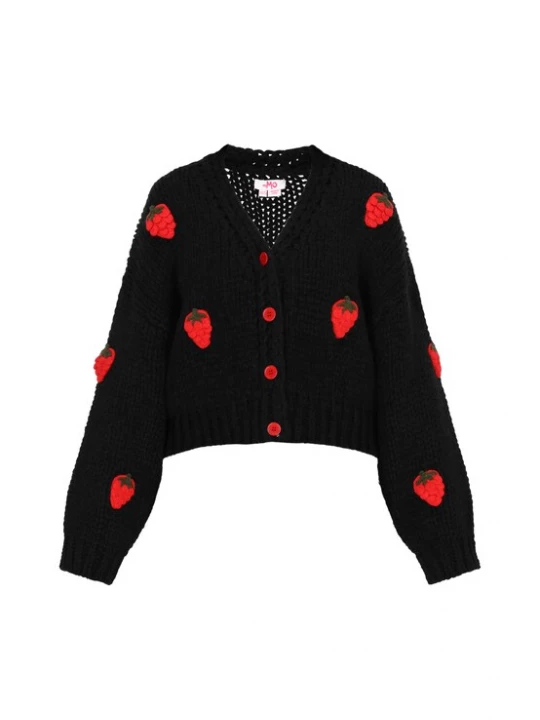Foto van product MYMO Gebreid vest 'Young Fashion' donkergroen / rood / zwart