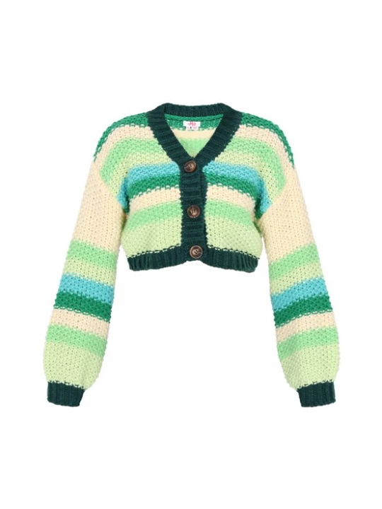Foto van product MYMO Gebreid vest 'Young Fashion' lichtbeige / azuur / groen / lichtgroen
