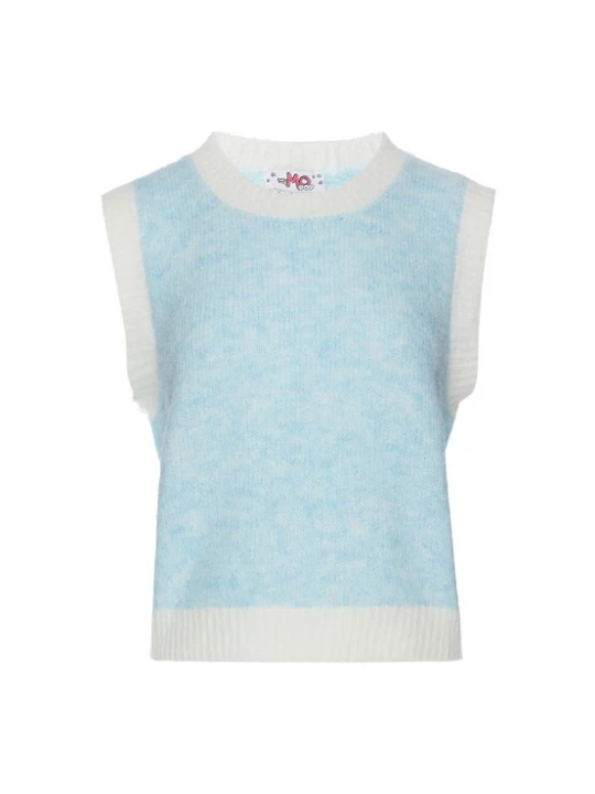 Foto van product MYMO Gebreide bodywarmer 'Pop' lichtblauw / offwhite