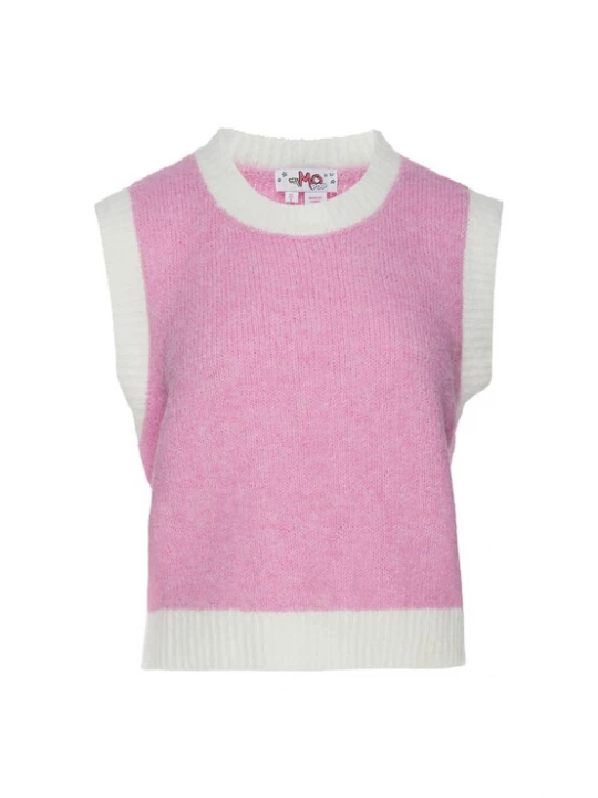 Foto van product MYMO Gebreide bodywarmer 'Pop' rosa / wit