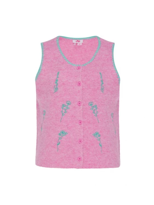 Foto van product MYMO Gebreide bodywarmer turquoise / lichtroze