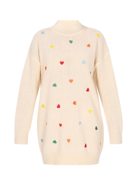 Foto van product MYMO Gebreide jurk blauw / geel / lichtroze / offwhite