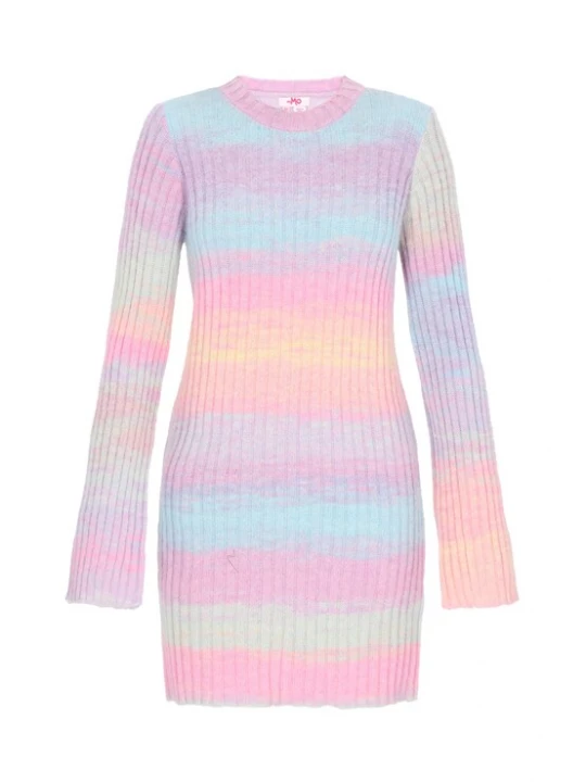 Foto van product MYMO Gebreide jurk pastelblauw / pastelgroen / pastellila / pink