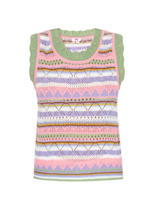 Foto van product MYMO Gebreide top kiwi / lavendel / rosa / wit