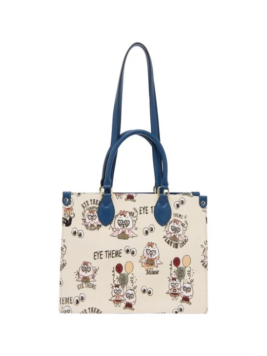 Foto van product MYMO Handtas 'Pop Eyetheme' beige / donkerblauw / bordeaux