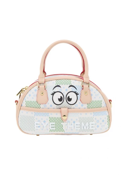 Foto van product MYMO Handtas 'Pop Eyetheme' lichtblauw / lichtgroen / abrikoos / zwart