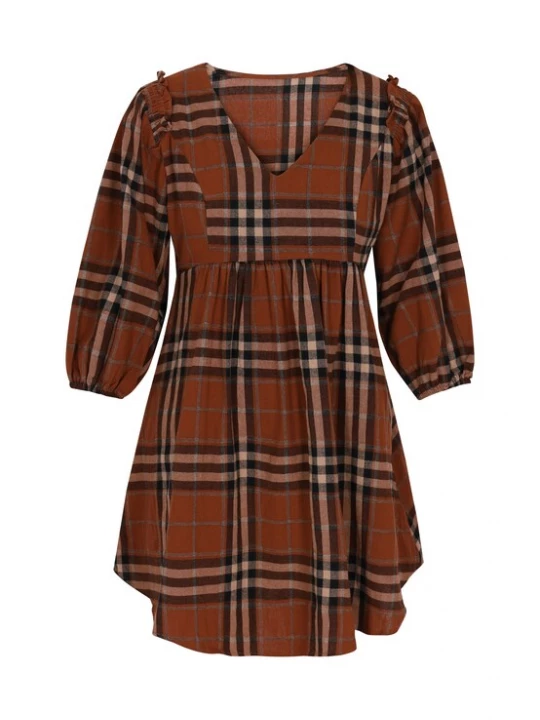 Foto van product MYMO Jurk beige / bruin / kastanjebruin / zwart