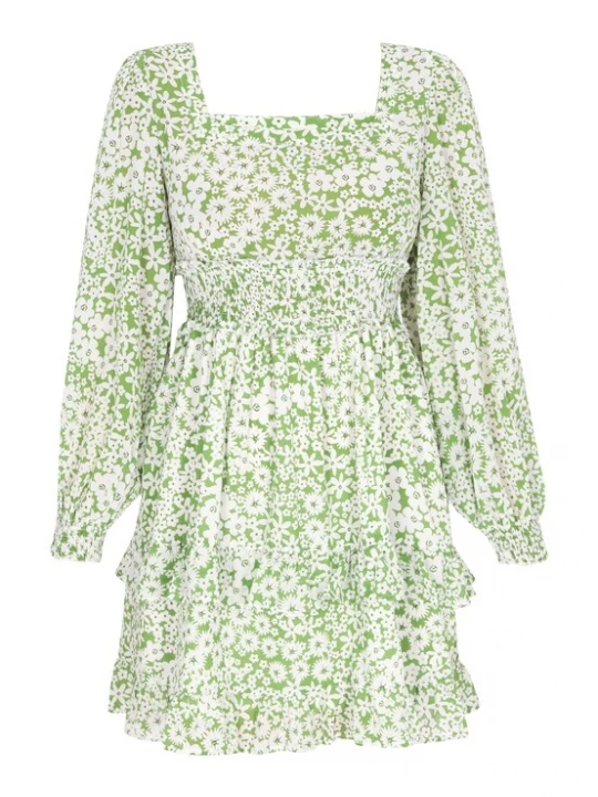 Foto van product swirly Jurk lichtgroen / wit