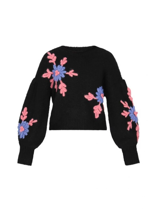 Foto van product MYMO Oversized trui blauw denim / oudroze / zwart