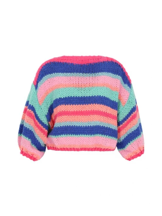 Foto van product MYMO Oversized trui navy / turquoise / abrikoos / oudroze