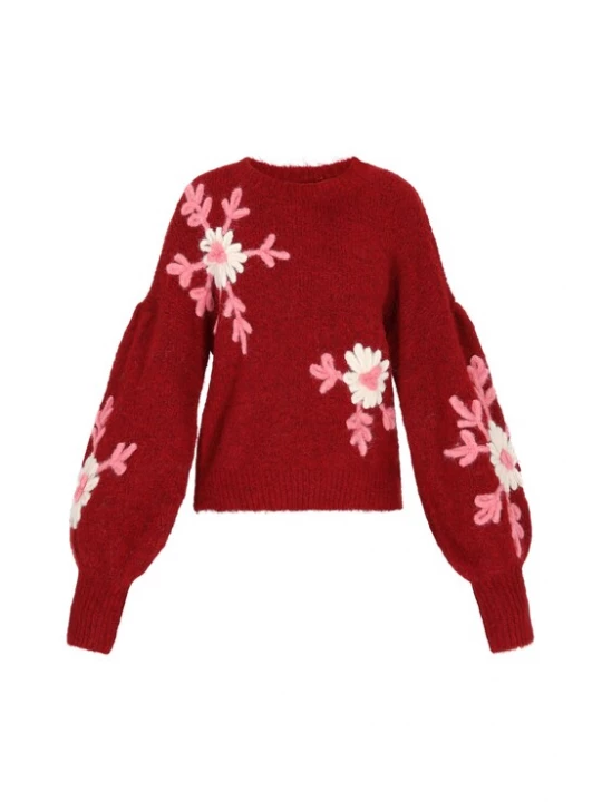 Foto van product MYMO Oversized trui rosa / bourgogne / natuurwit