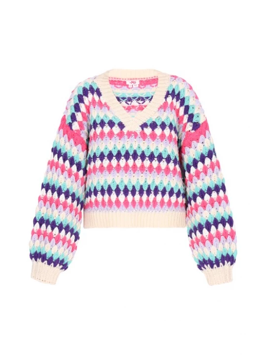 Foto van product MYMO Oversized trui 'Young Fashion' crème / navy / turquoise / framboos