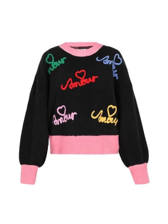 Foto van product MYMO Oversized trui 'Young Fashion' geel / oudroze / rood / zwart