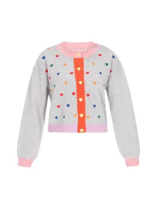 Foto van product MYMO Oversized vest lichtgrijs / pruim / donkeroranje / oudroze