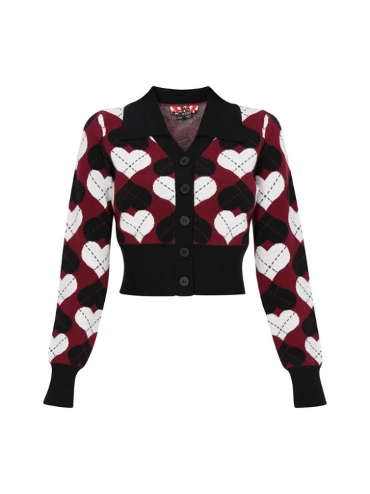 Foto van product myMo ROCKS Gebreid vest bourgogne / zwart / wit