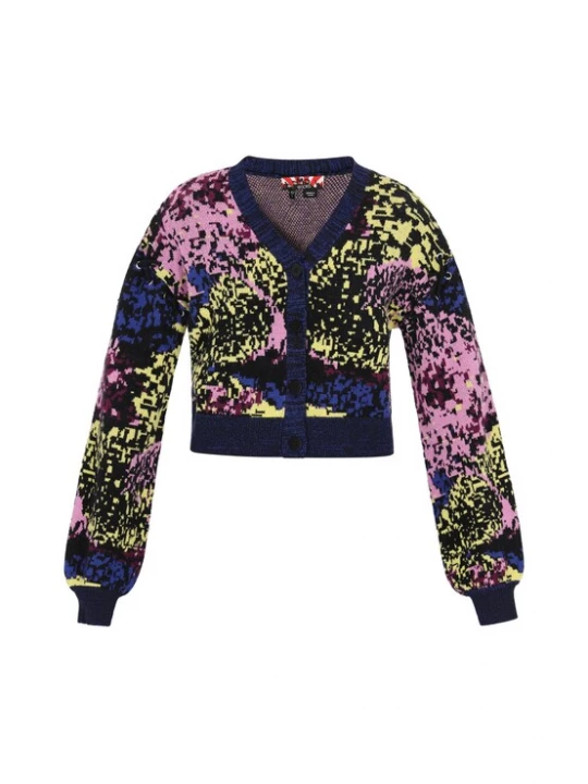 Foto van product myMo ROCKS Gebreid vest nachtblauw / grasgroen / rosa / zwart