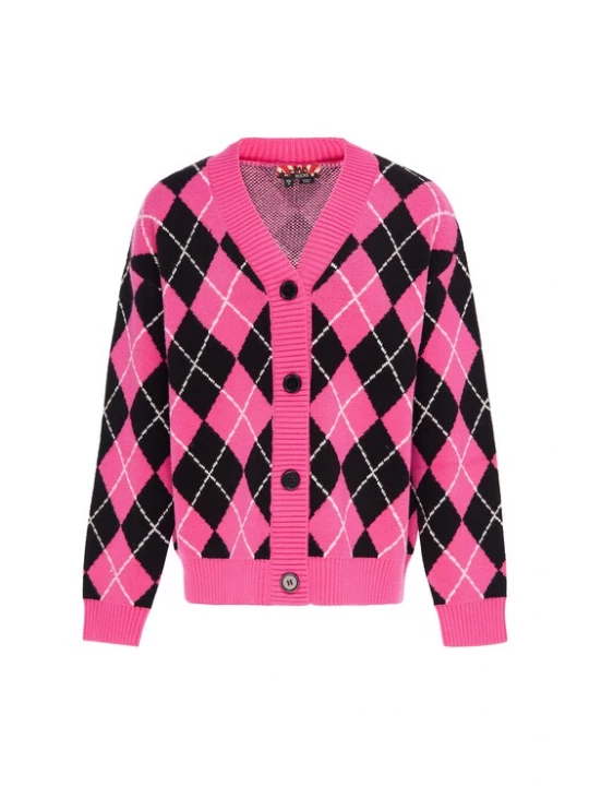 Foto van product myMo ROCKS Gebreid vest 'Rock' pink / zwart / wit