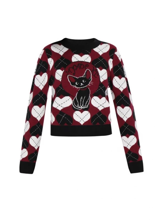 Foto van product myMo ROCKS Trui 'Young Fashion' bourgogne / zwart / wit