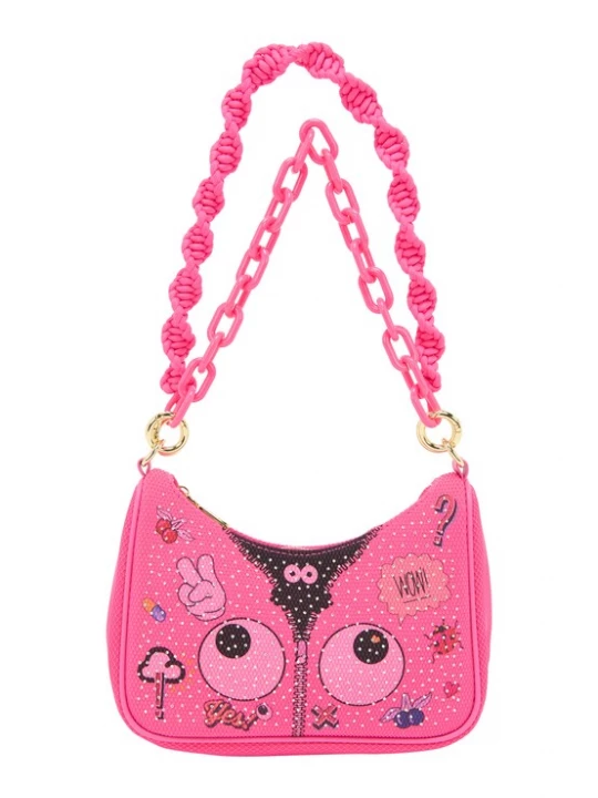 Foto van product MYMO Schoudertas 'Pop Eyetheme' donkerblauw / neonroze / rood / zwart