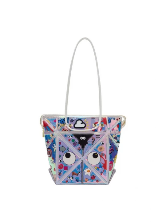 Foto van product MYMO Schoudertas 'Pop Eyetheme' lavendel / zwart / zilver / wit
