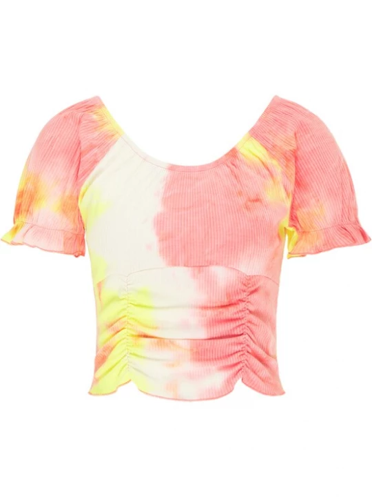 Foto van product MYMO Shirt geel / zalm roze / wit