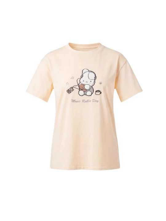 Foto van product MYMO Shirt 'Pop' mokka / abrikoos / zwart / wit