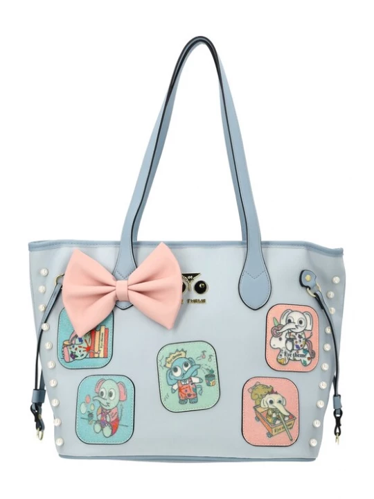 Foto van product MYMO Shopper 'Pop Eyetheme' lichtblauw / mintgroen / rosa