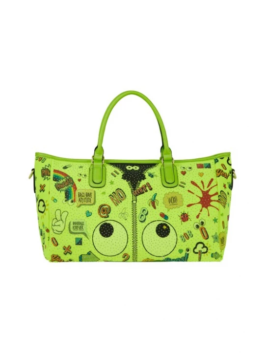 Foto van product MYMO Shopper 'Pop Eyetheme' neongroen / oranje / rood / zwart