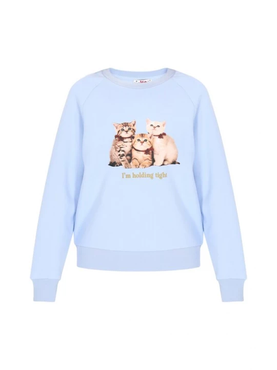 Foto van product MYMO Sweatshirt 'Pop' beige / lichtblauw / bordeaux / zwart