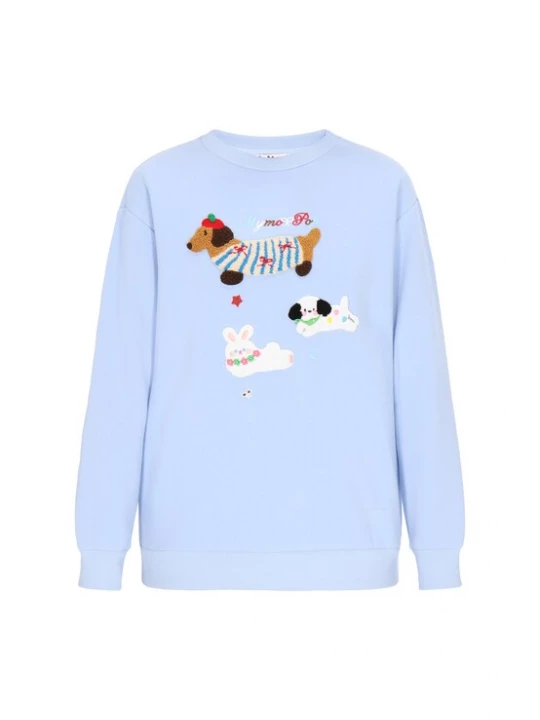 Foto van product MYMO Sweatshirt 'Pop' lichtblauw / bruin / zwart / wit