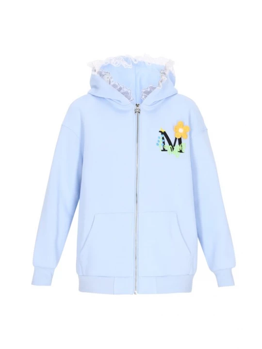 Foto van product MYMO Sweatvest hemelsblauw / curry / limoen / zwart