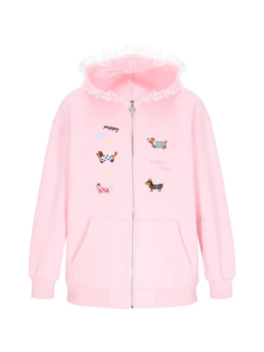 Foto van product MYMO Sweatvest 'Pop' lichtblauw / donkerbruin / geel / rosa