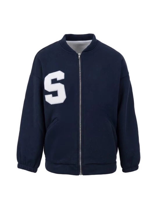 Foto van product MYMO Sweatvest 'Varsity' smoky blue / nachtblauw / wit