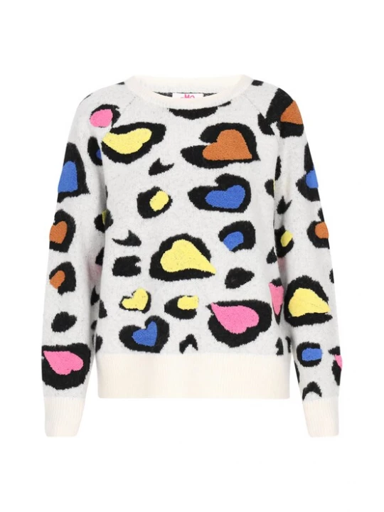 Foto van product MYMO Trui blauw denim / pasteelgeel / oranje / rosa / zwart / offwhite