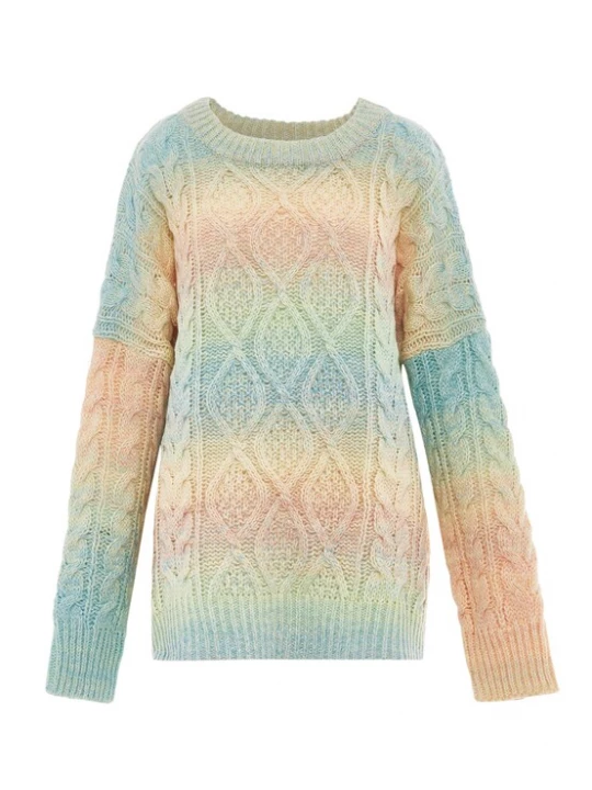 Foto van product MYMO Trui turquoise / pasteelgeel / rosa