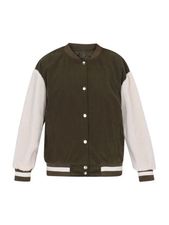 Foto van product swirly Tussenjas olijfgroen / offwhite