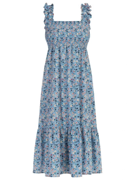 Foto van product MYMO Zomerjurk lichtblauw / spar / rosa / wit