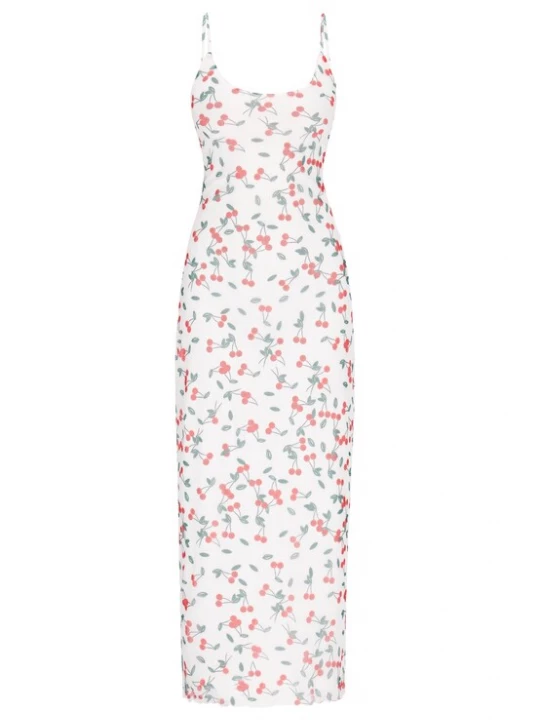 Foto van product MYMO Zomerjurk 'Spring Summer' grasgroen / karmijnrood / wit