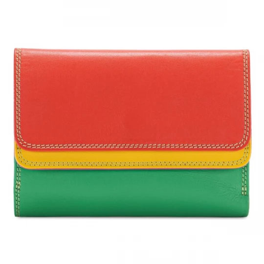 Foto van product mywalit Portemonnee 'Double Flap' blauw / donkergeel / grasgroen / lichtrood