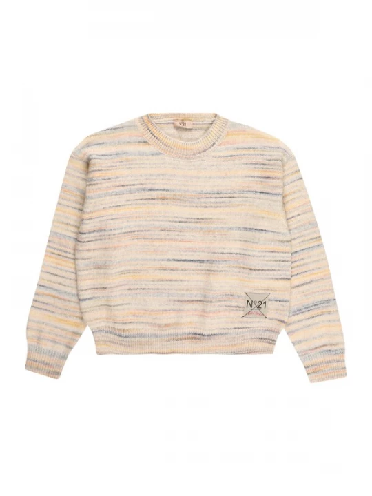 Foto van product N°21 Trui beige / safraan / grijs