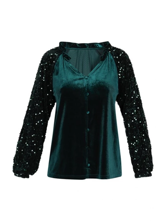 Foto van product NAEMI Blouse smaragd / zwart