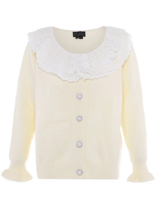 Foto van product NAEMI Gebreid vest champagne / zilver / wit