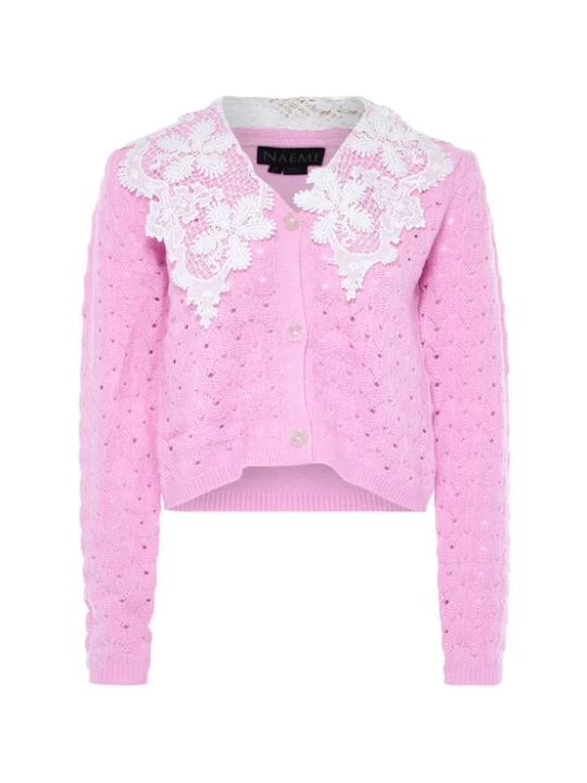 Foto van product NAEMI Gebreid vest lavendel / wit