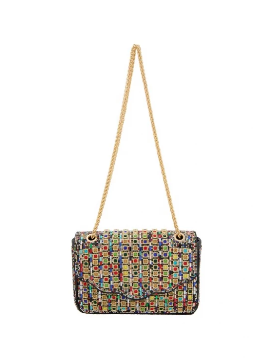 Foto van product faina Schoudertas 'Elegant' goud / lichtgroen / rood / zwart