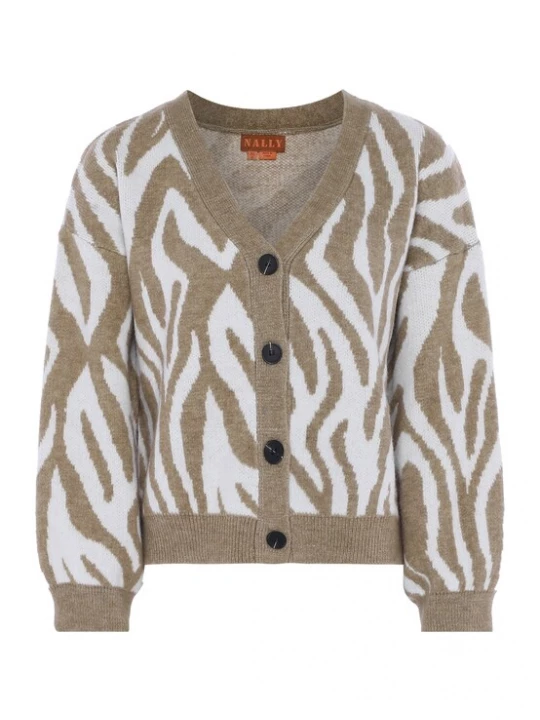 Foto van product NALLY Gebreid vest donkerbeige / wit