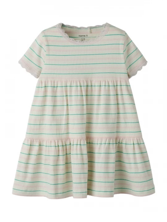 Foto van product NAME IT Jurk crème / groen / rosé