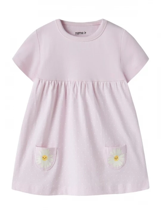 Foto van product NAME IT Jurk 'NBFJABELLE' geel / pastelroze / wit